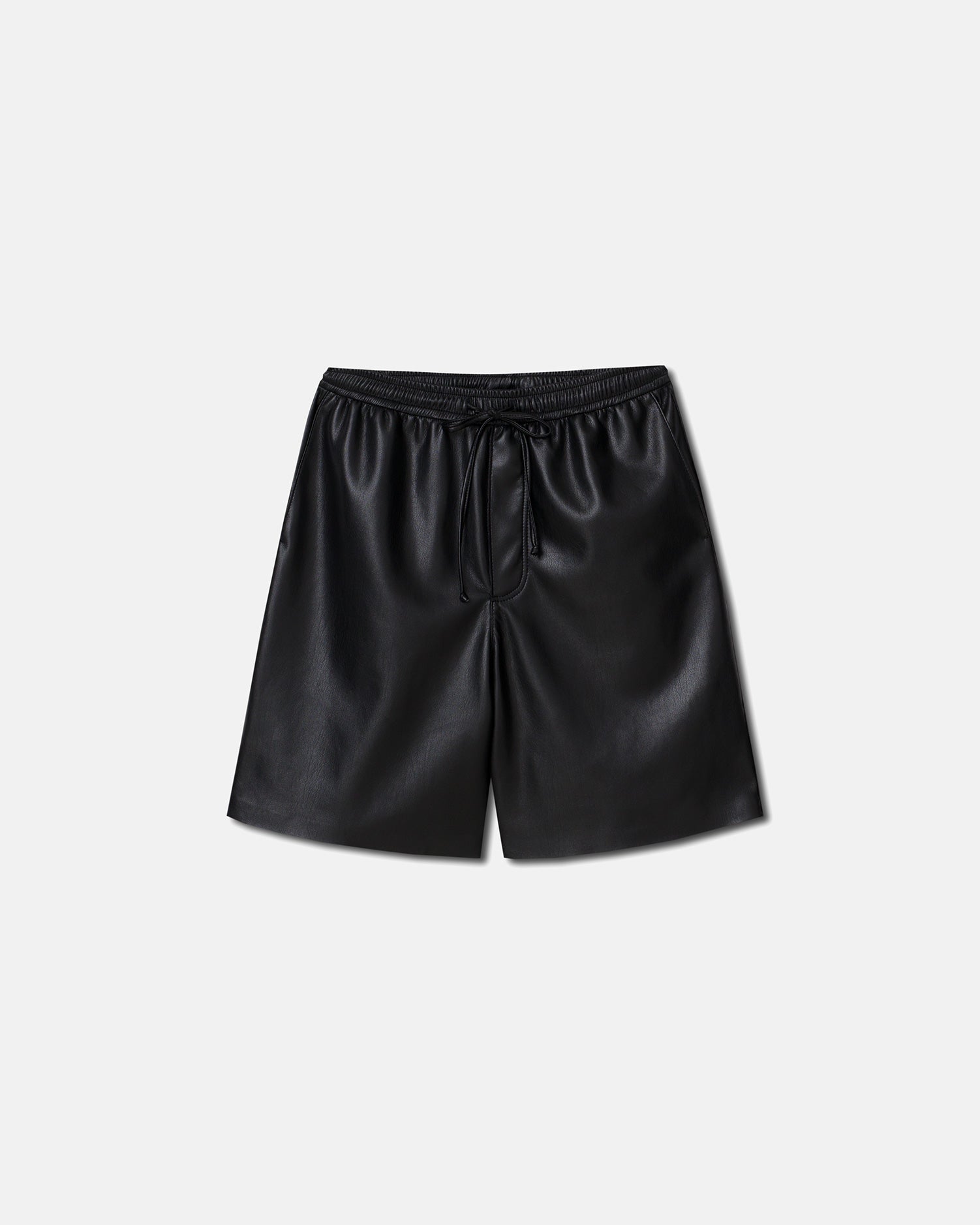 Short décontracté mi-cuisse pour homme en cuir vegan noir avec cordon de serrage