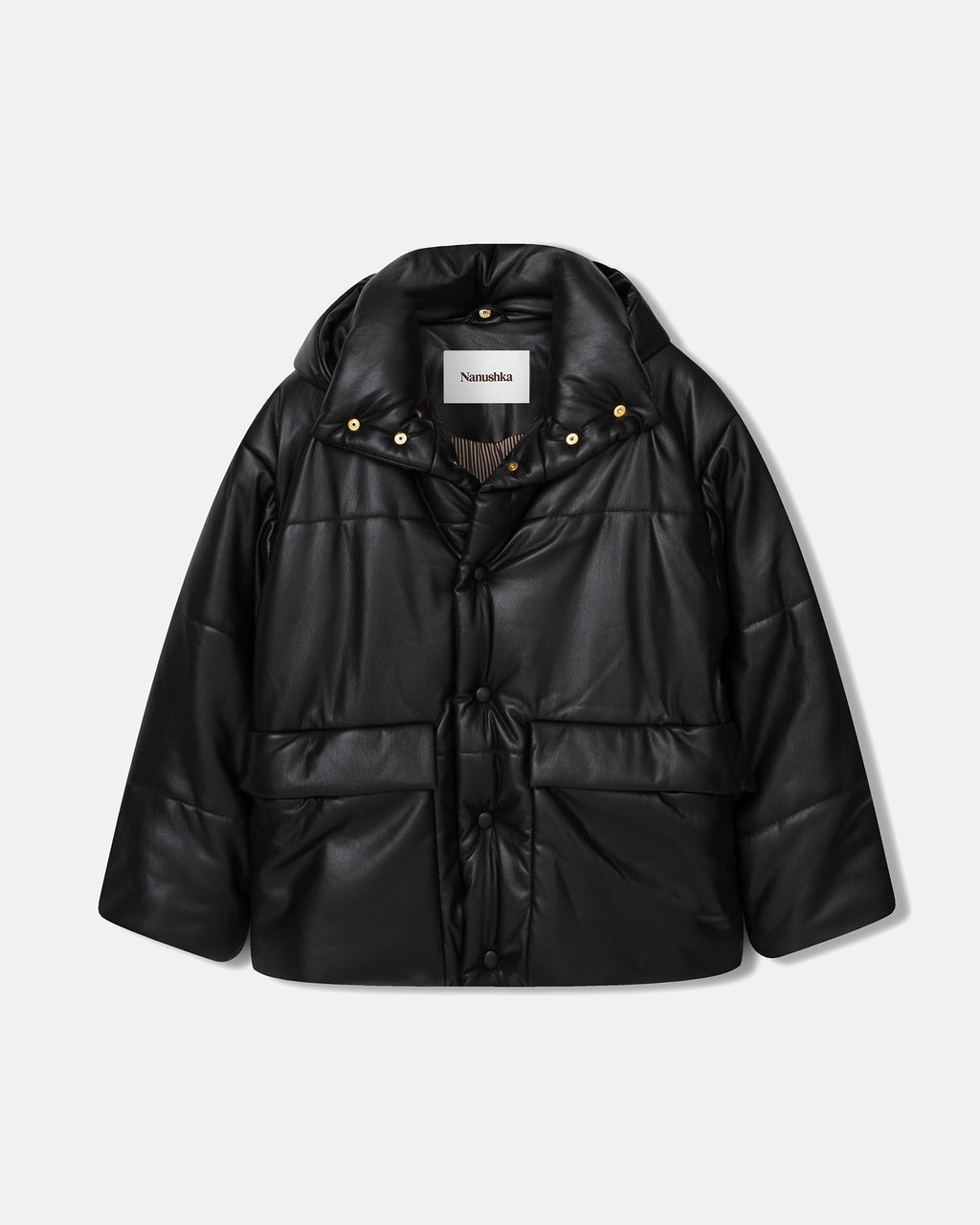 Manteau d'hiver chaud et surdimensionné pour homme en cuir végétalien noir avec capuche