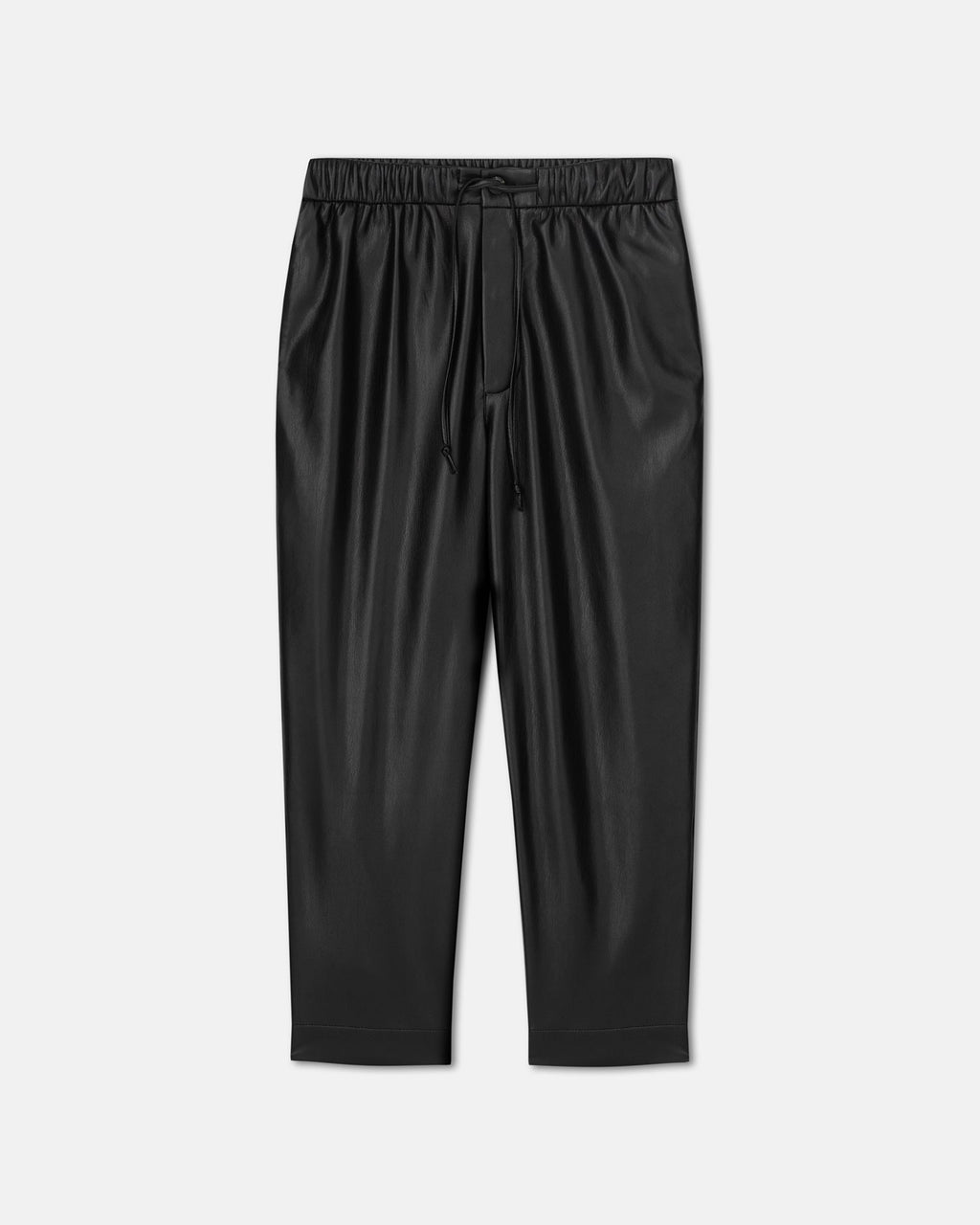 Pantalon décontracté en similicuir coupe ample pour homme, noir