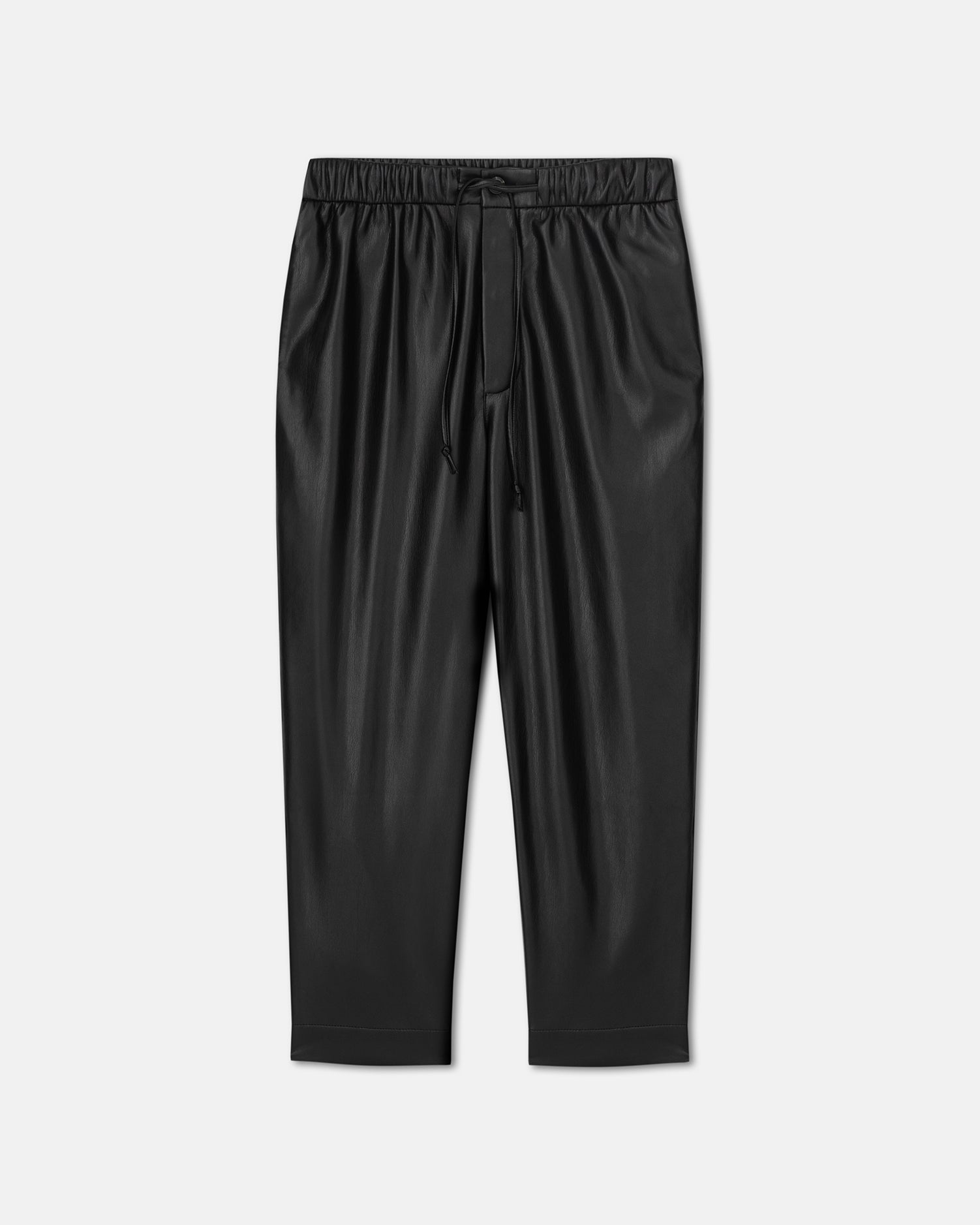 Pantalon décontracté en similicuir coupe ample pour homme, noir