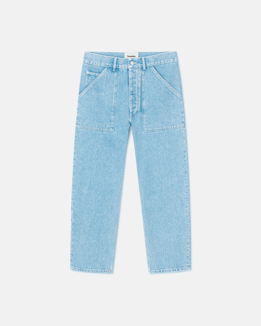 Jean de travail fuselé décontracté pour homme en denim délavé clair écologique