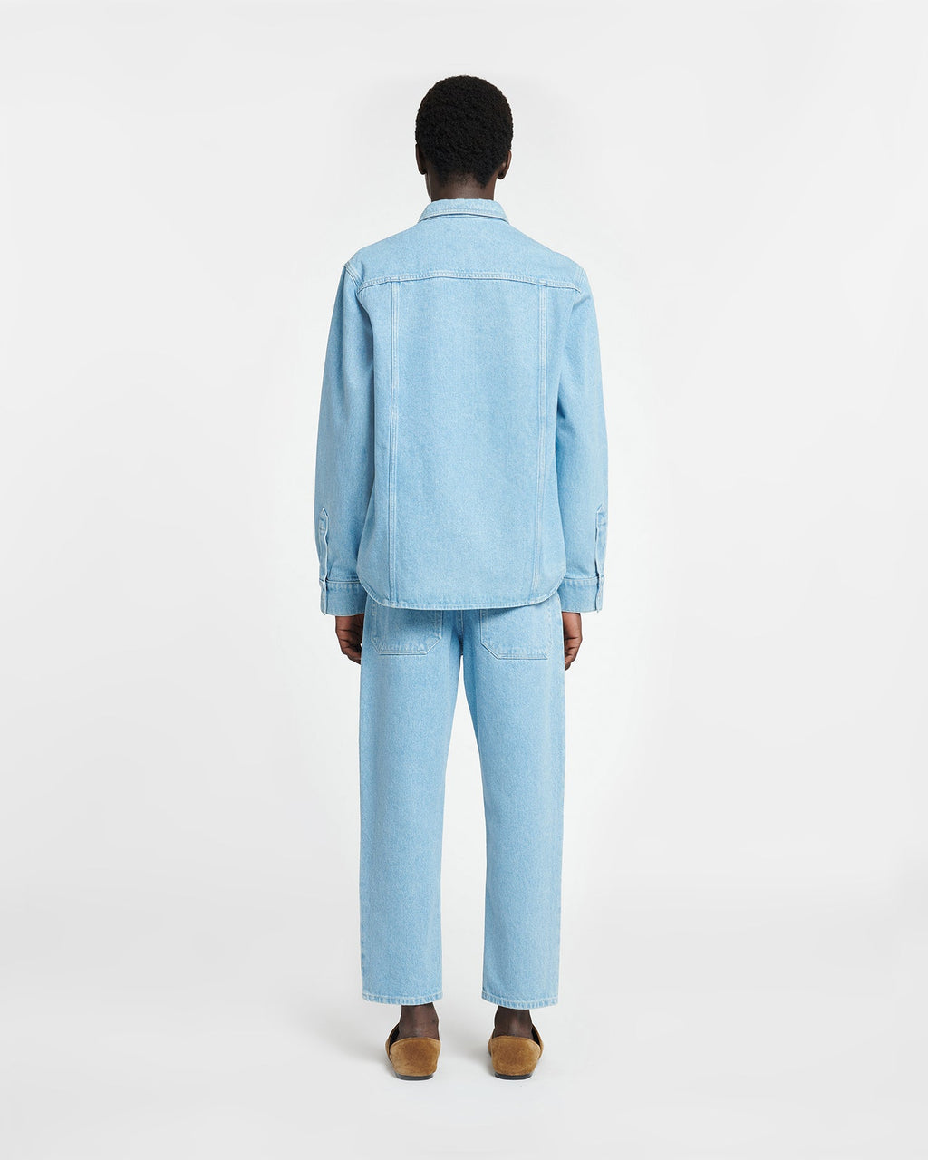 Jean de travail fuselé décontracté pour homme en denim délavé clair écologique