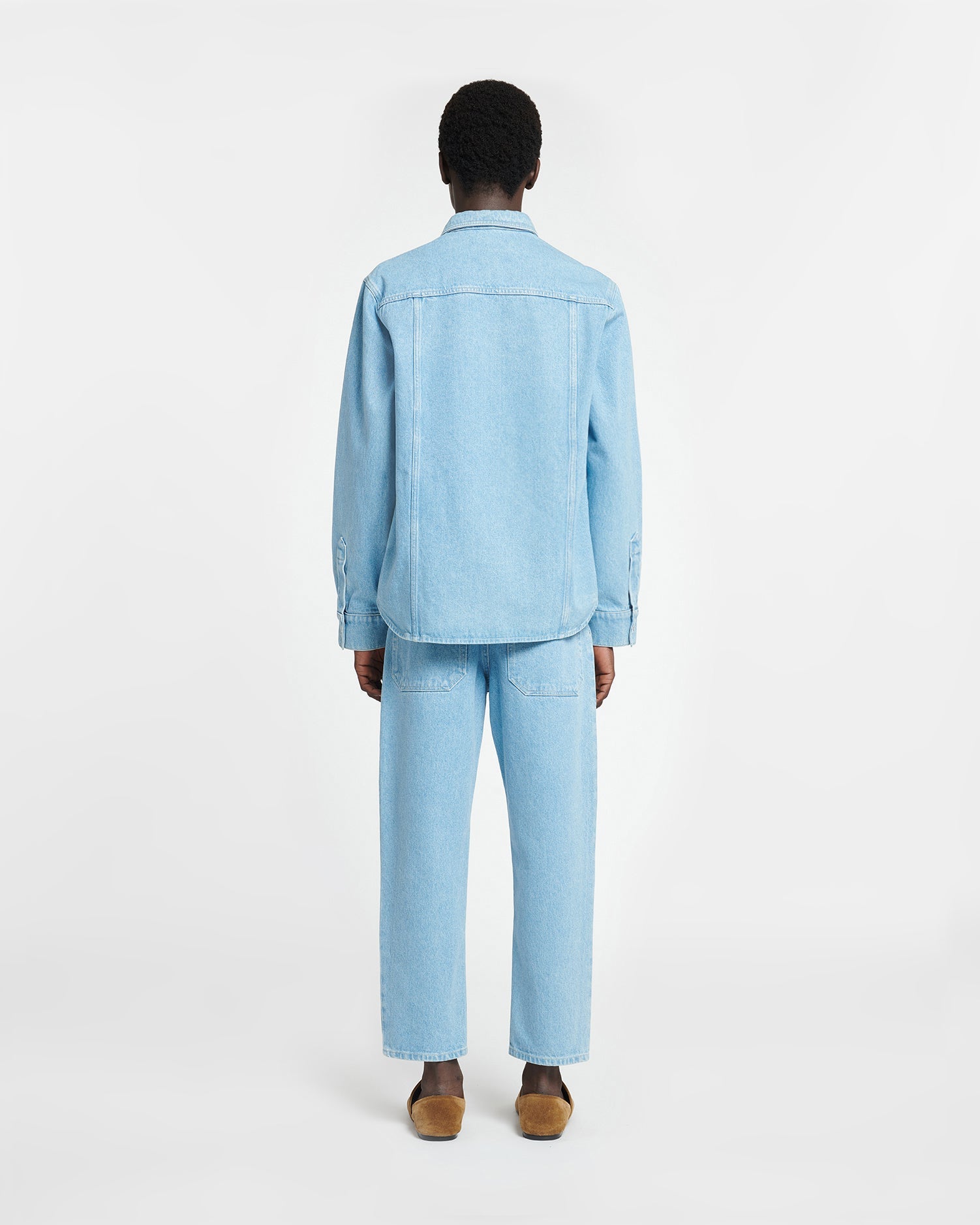 Jean de travail fuselé décontracté pour homme en denim délavé clair écologique
