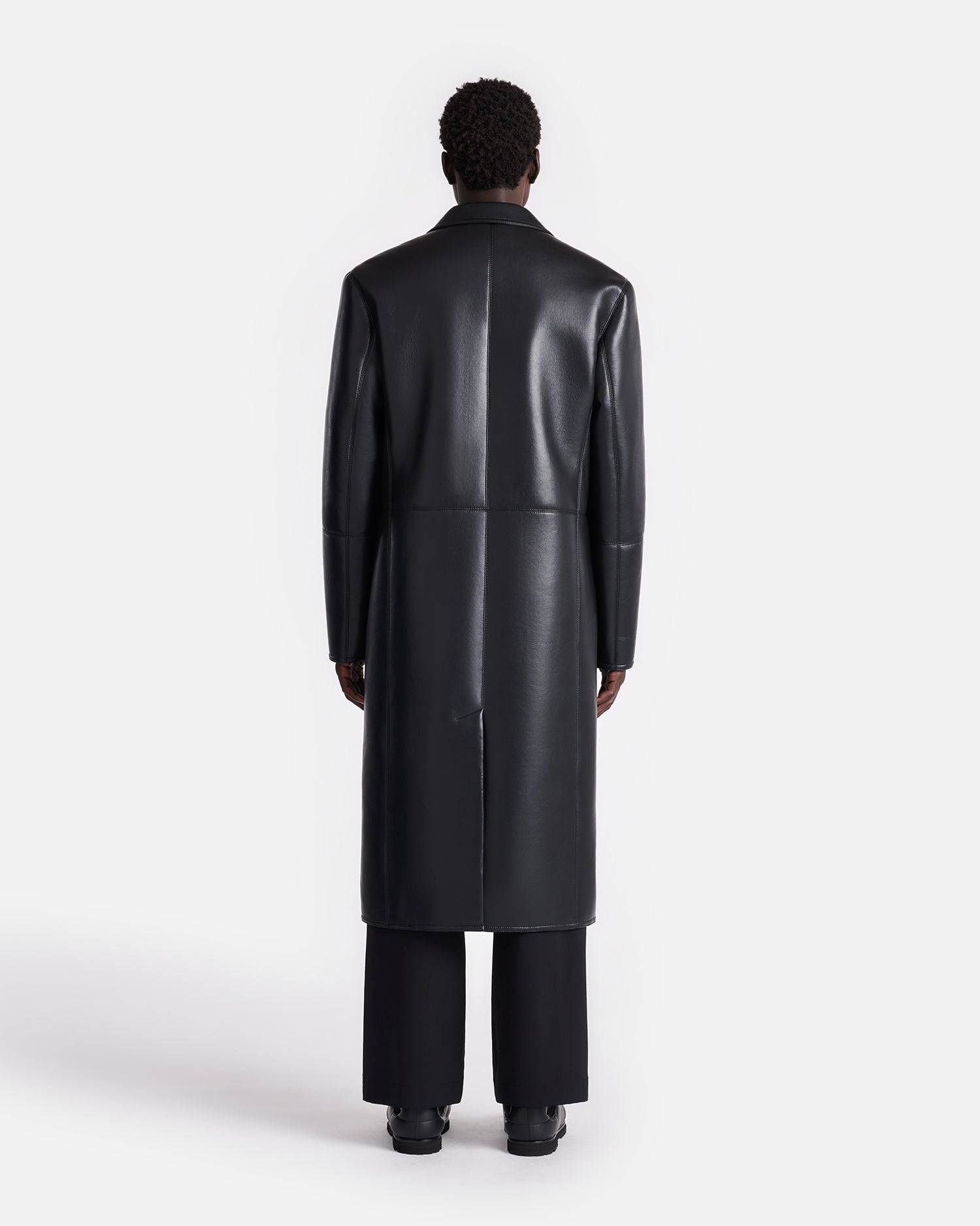 Manteau long homme en shearling double boutonnage surdimensionné collé noir Cornstalk