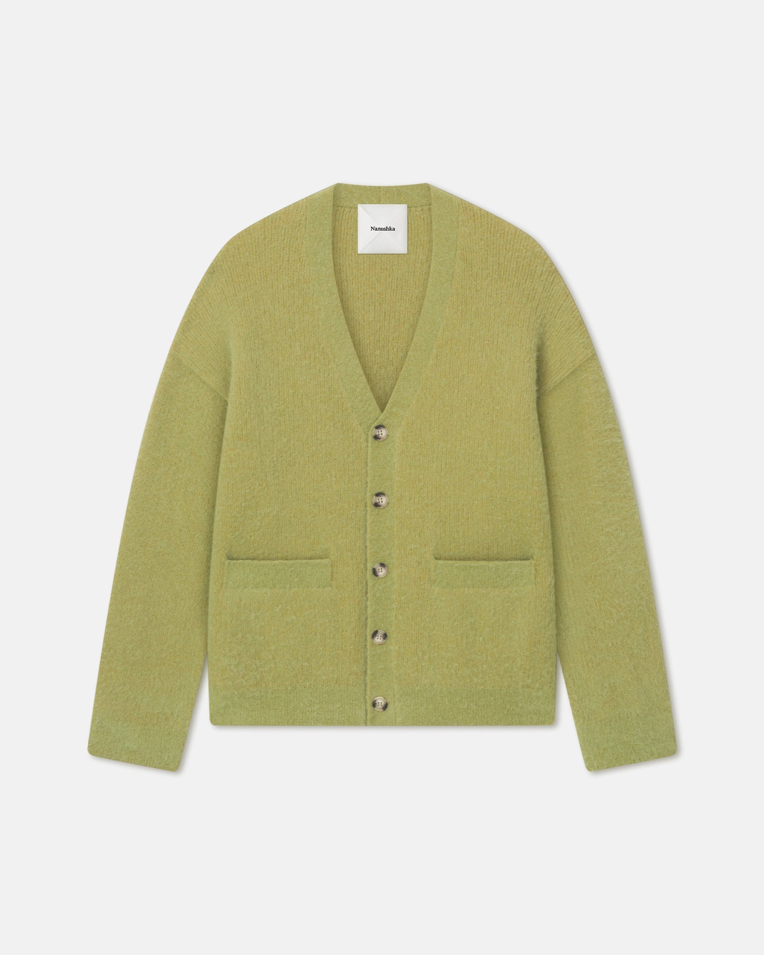 Cardigan surdimensionné en alpaga brossé vert vif pour homme