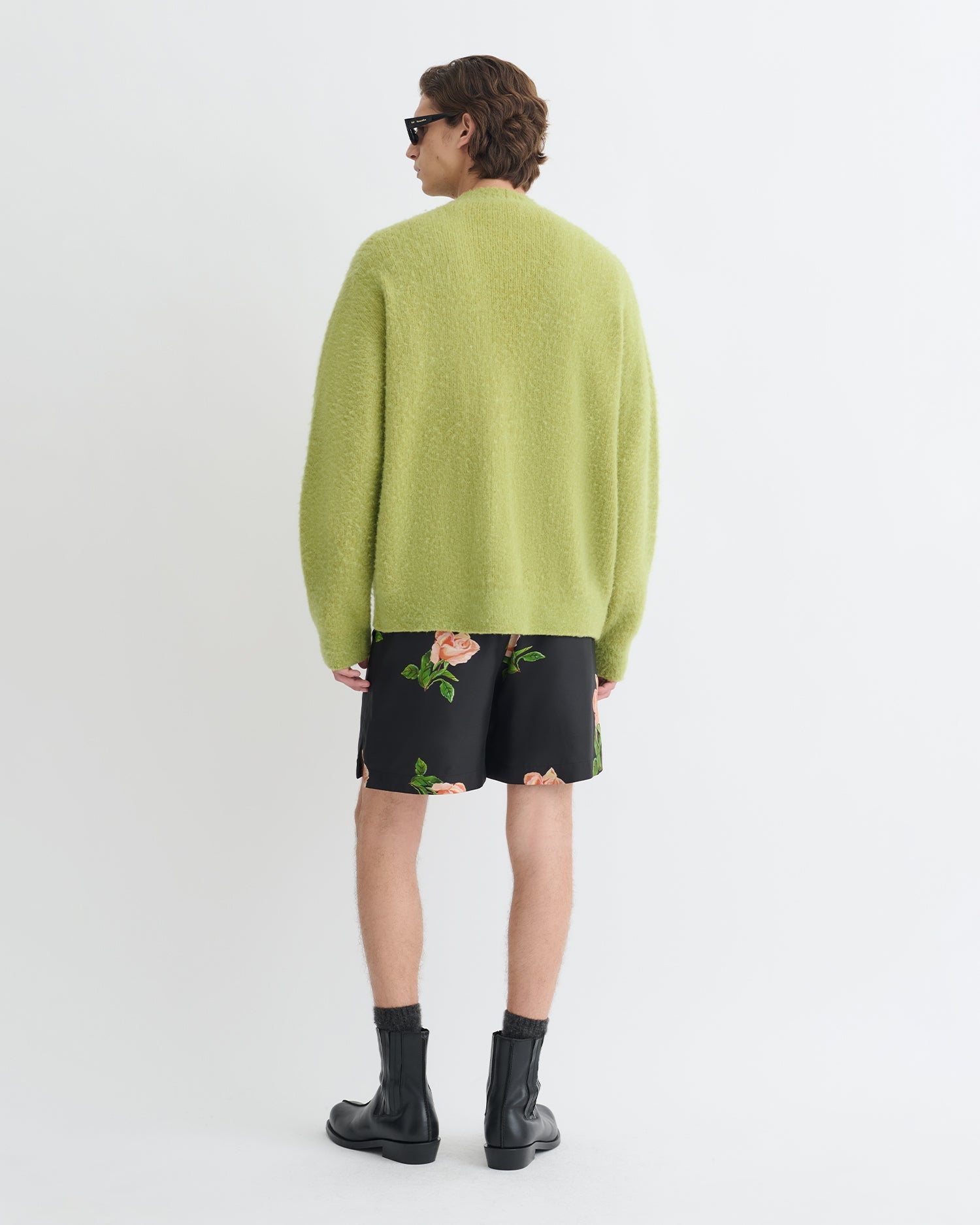 Cardigan surdimensionné en alpaga brossé vert vif pour homme