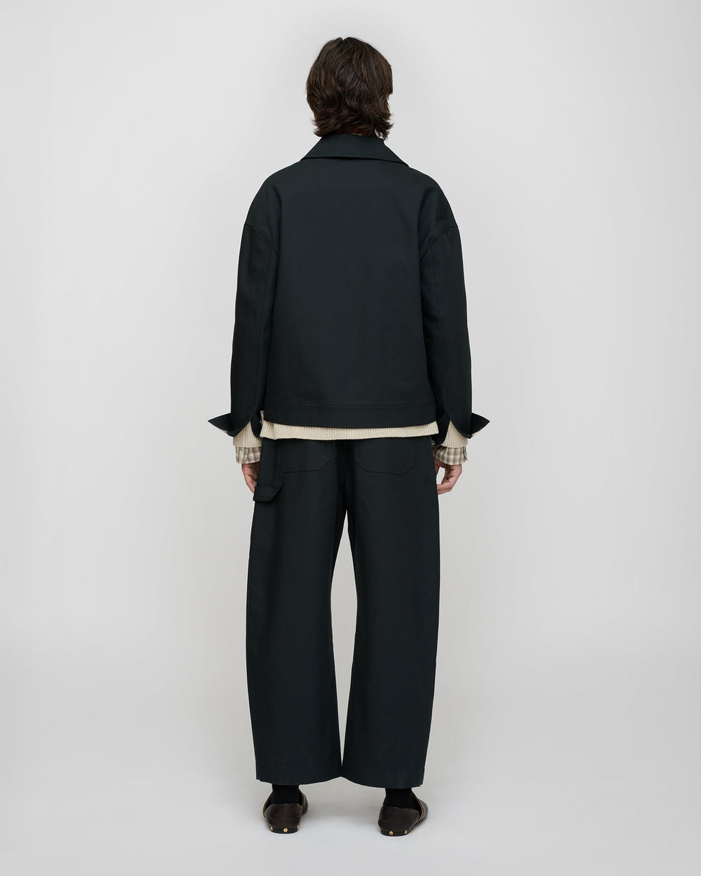 Veste homme structurée oversize en sergé avec boutons-pression anthracite foncé