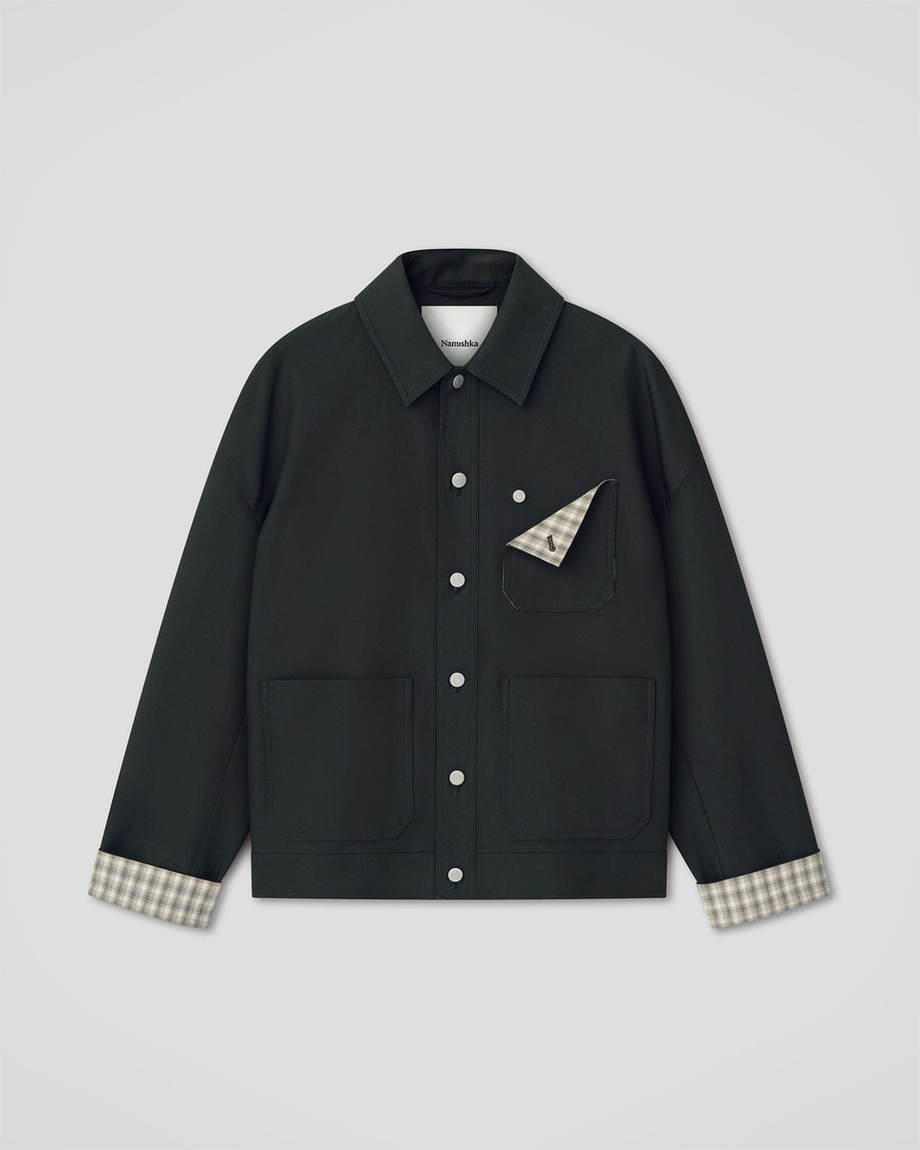 Veste homme structurée oversize en sergé avec boutons-pression anthracite foncé