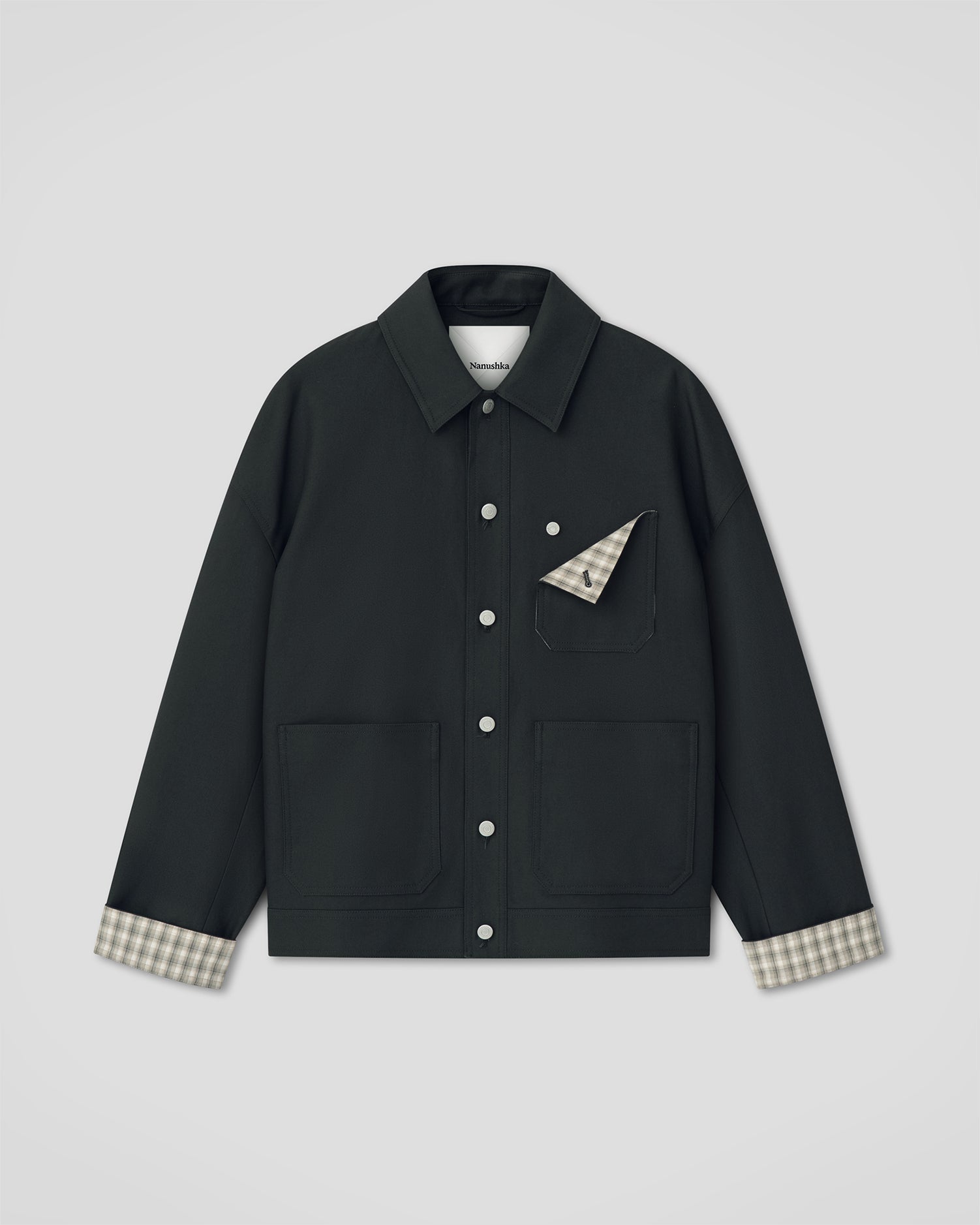 Veste homme structurée oversize en sergé avec boutons-pression anthracite foncé