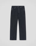 Jean en denim noir délavé pour homme, coupe droite, cinq poches, coupe classique