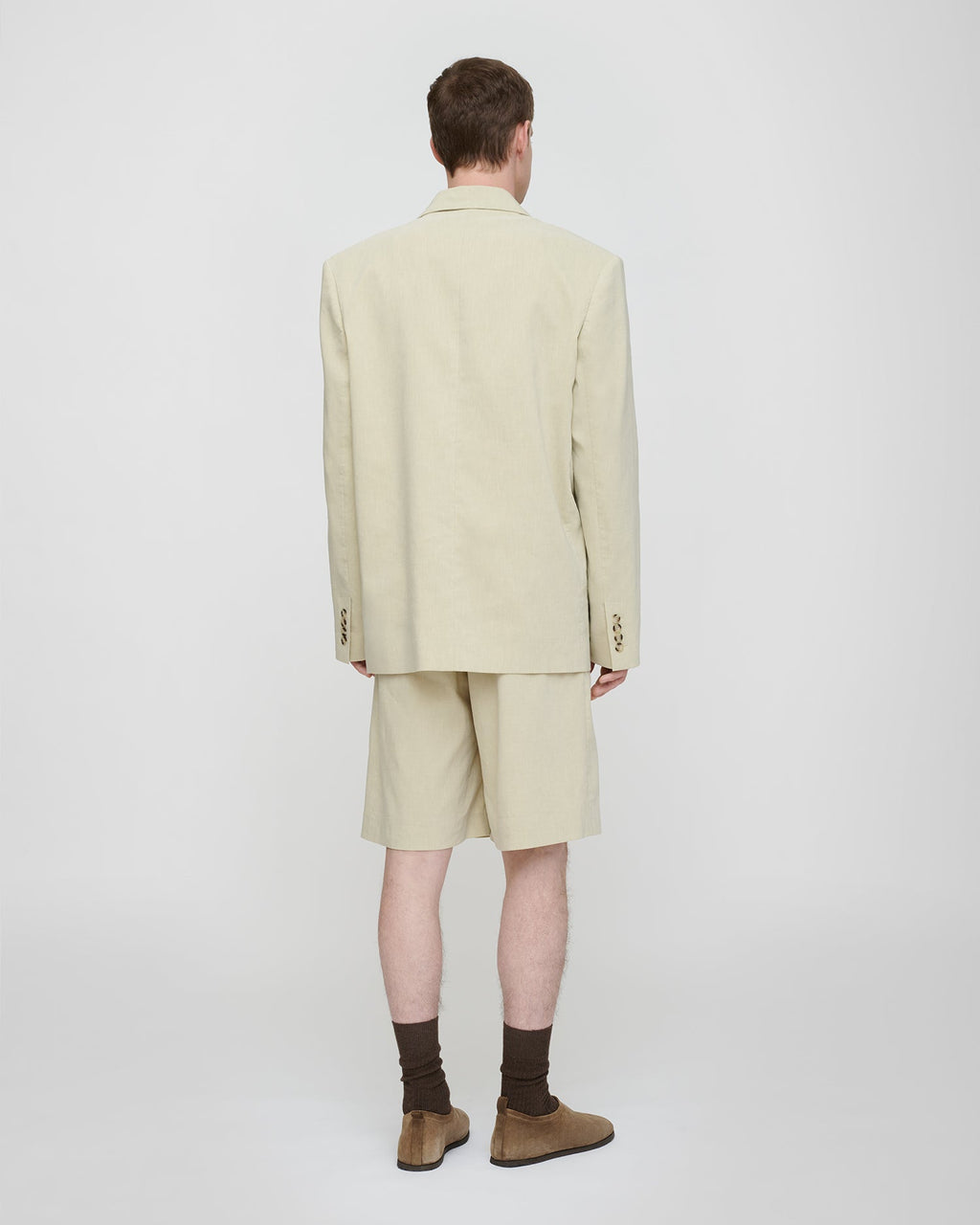 Blazer croisé surdimensionné en lin sauge délavé