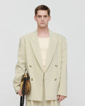 Blazer croisé surdimensionné en lin sauge délavé
