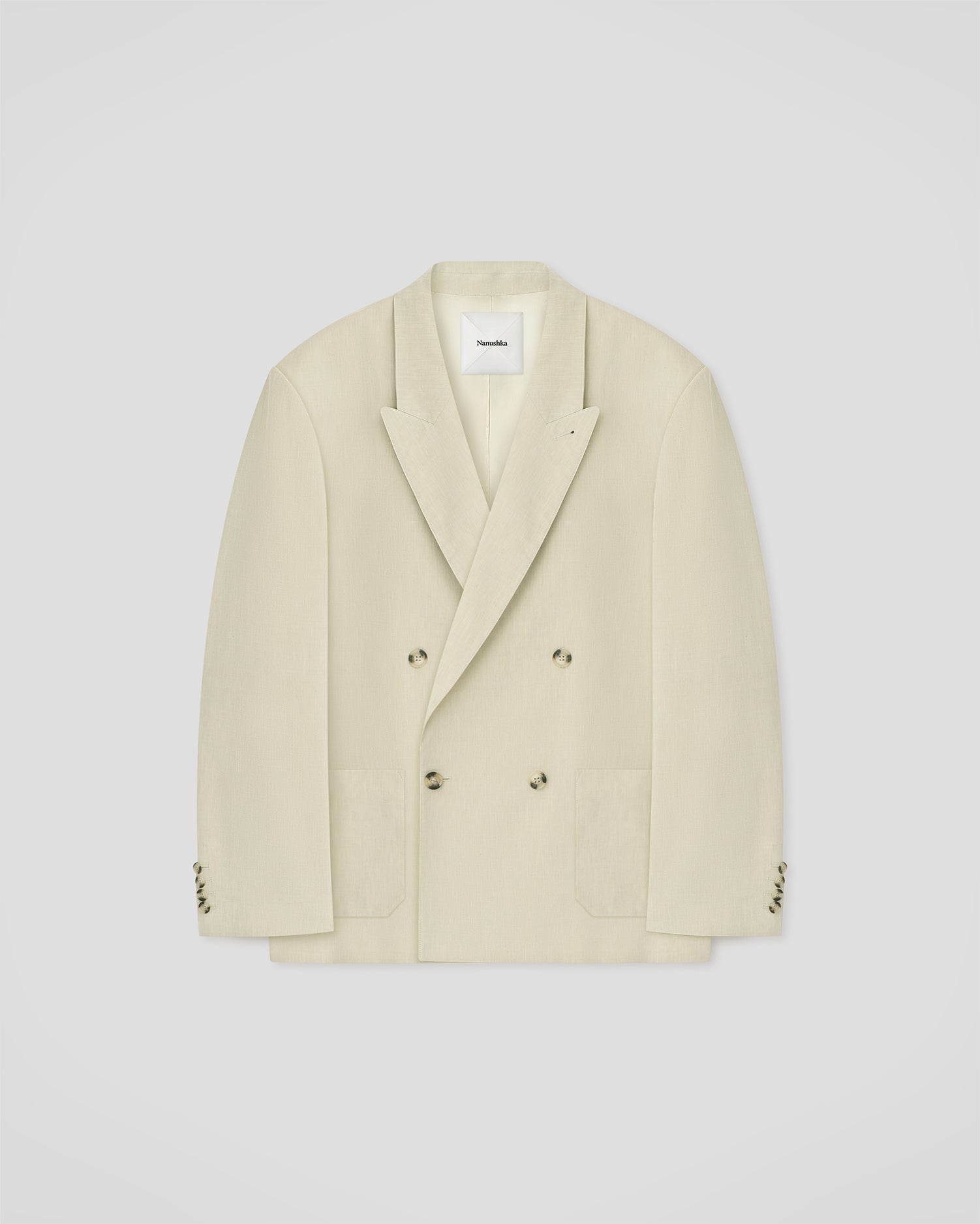 Blazer croisé surdimensionné en lin sauge délavé
