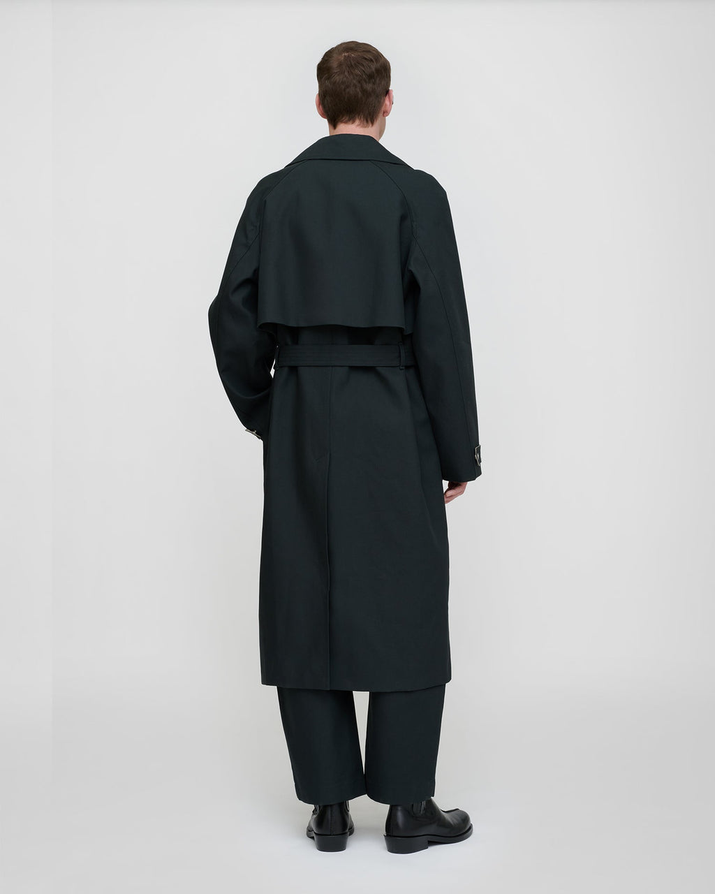 Manteau croisé structuré en sergé Anthracite Coupe Classique Homme