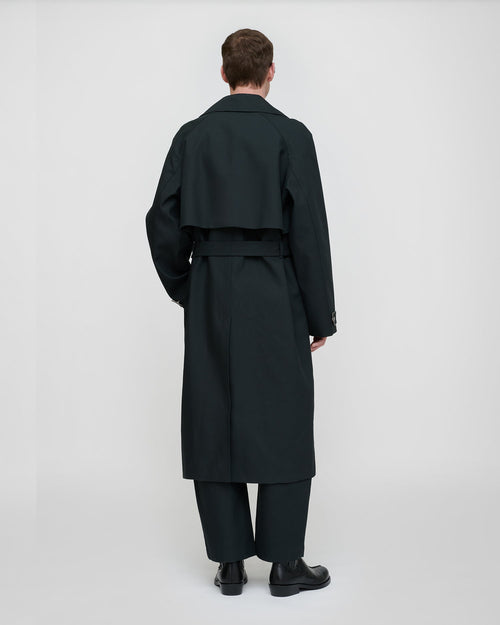 Manteau croisé structuré en sergé Anthracite Coupe Classique Homme