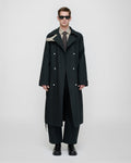 Manteau croisé structuré en sergé Anthracite Coupe Classique Homme