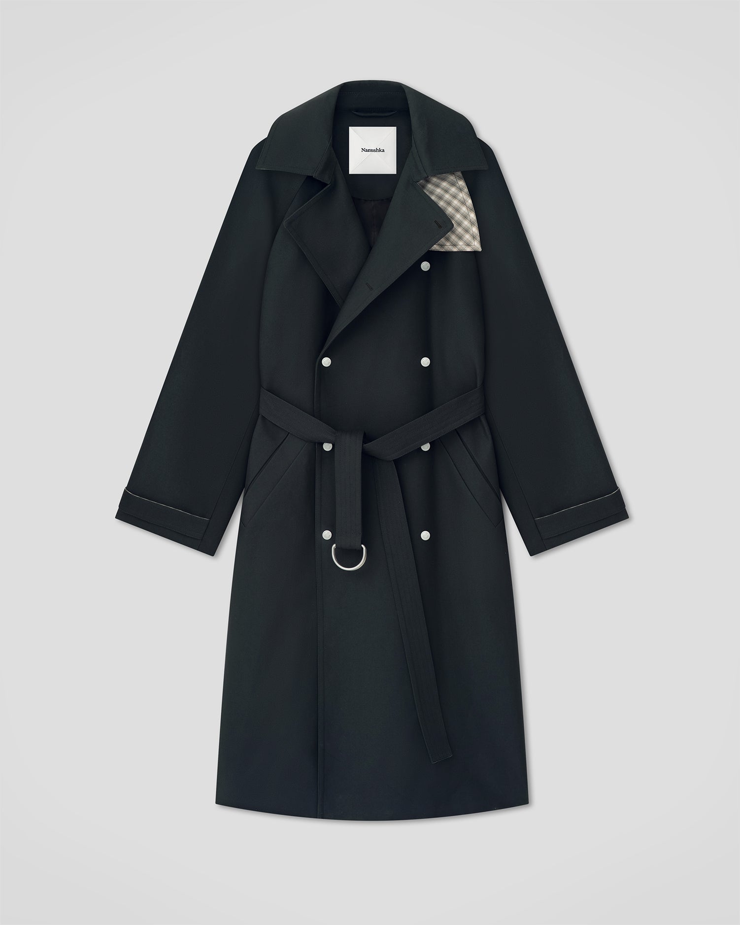 Manteau croisé structuré en sergé Anthracite Coupe Classique Homme