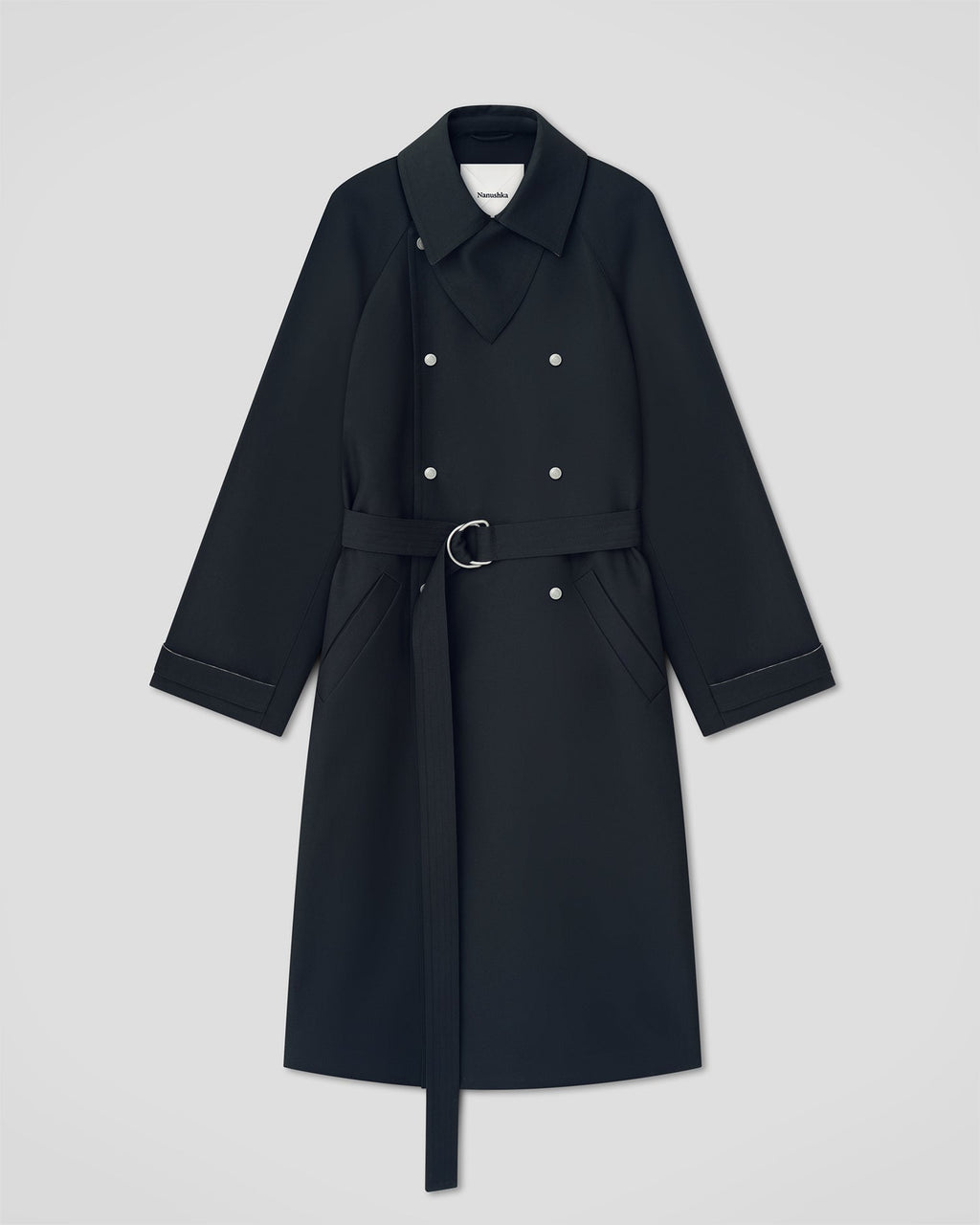 Manteau croisé structuré en sergé Anthracite Coupe Classique Homme