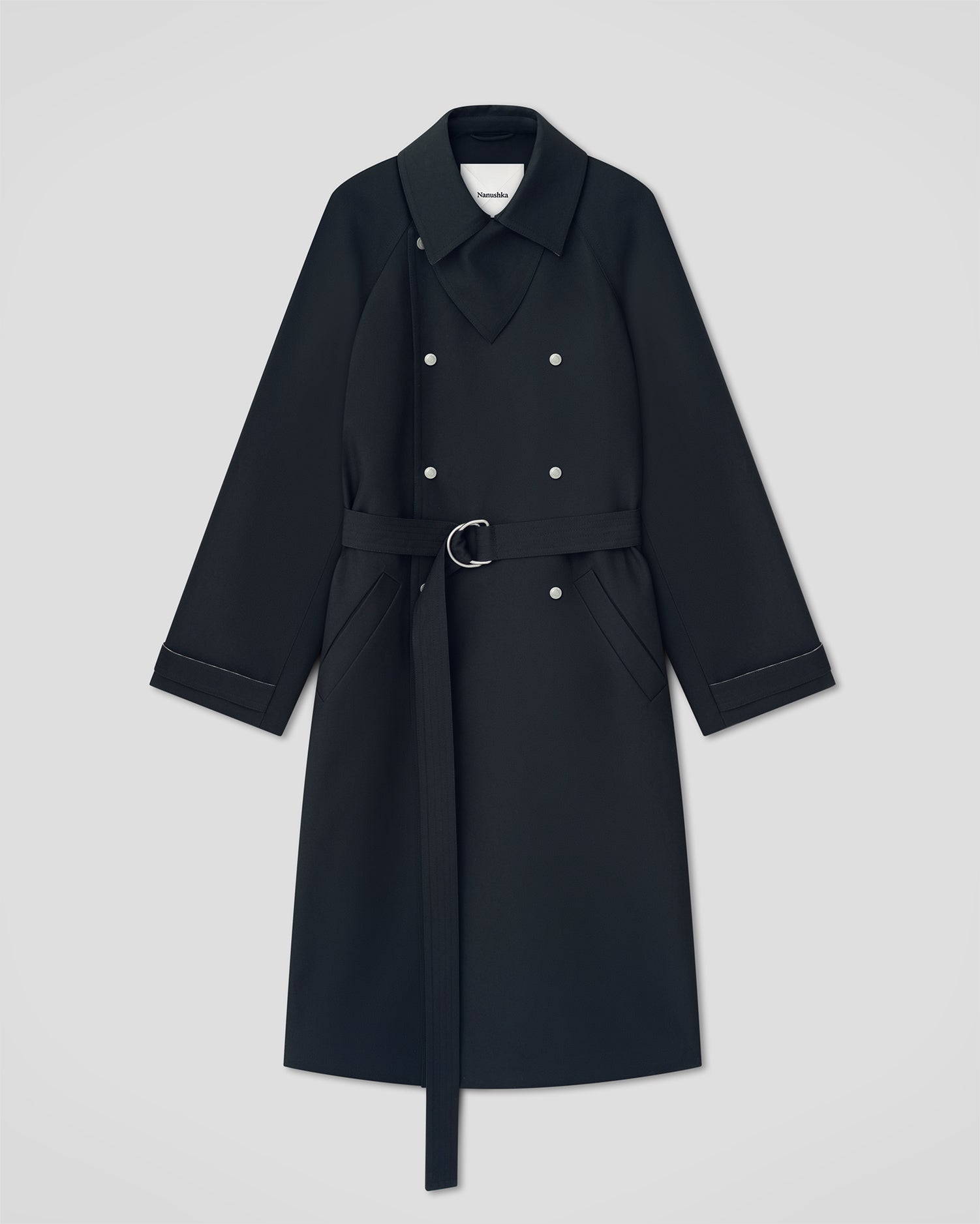 Manteau croisé structuré en sergé Anthracite Coupe Classique Homme