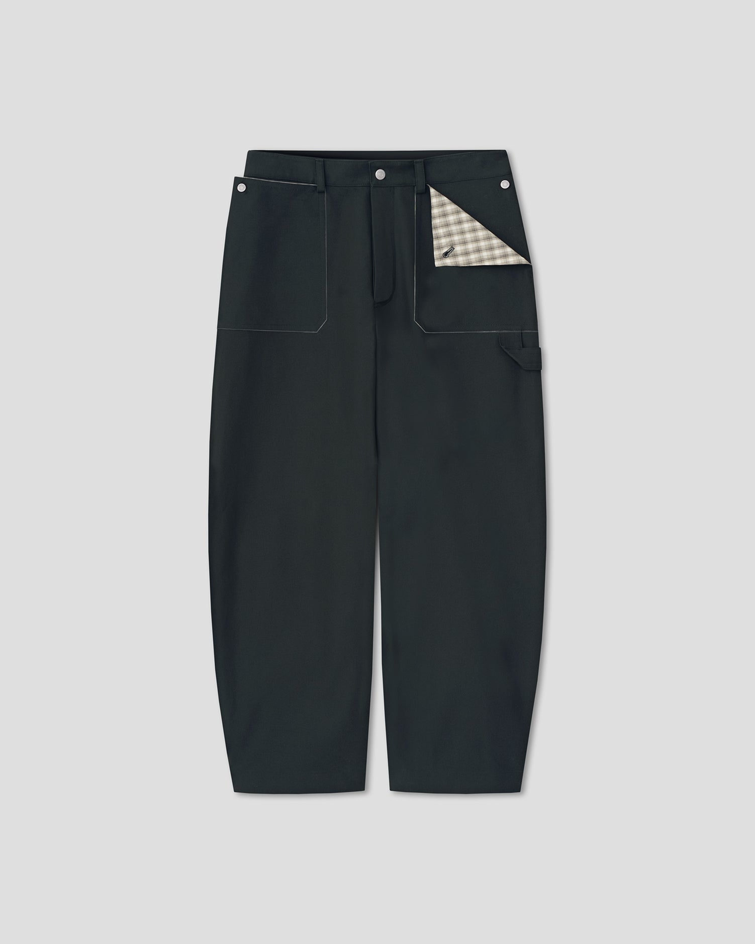 Pantalon structuré à jambes tonneau anthracite en sergé homme foncé