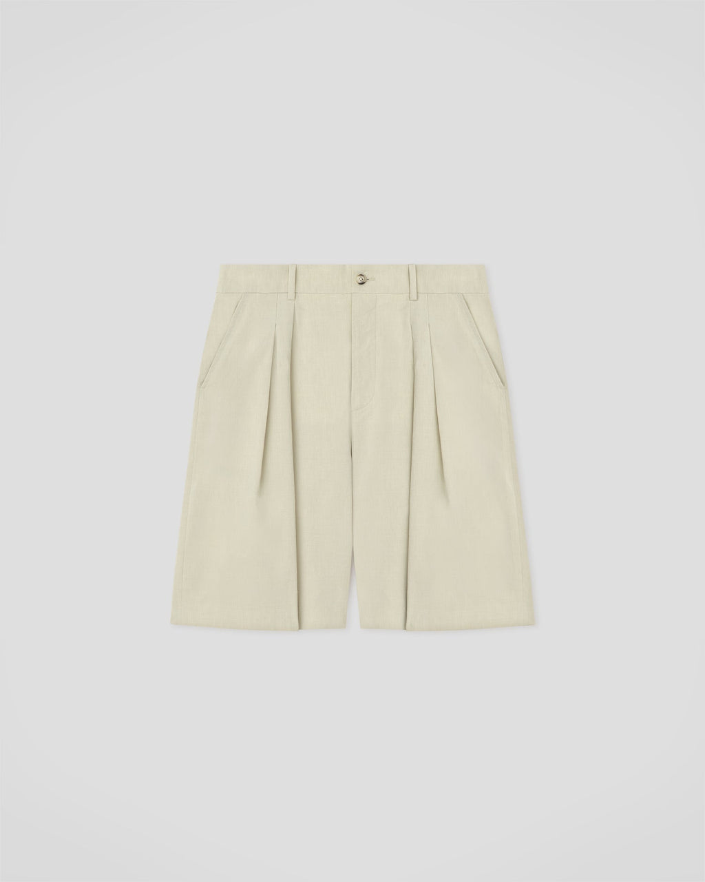 Short en lin plissé coupe ample, vert sauge délavé