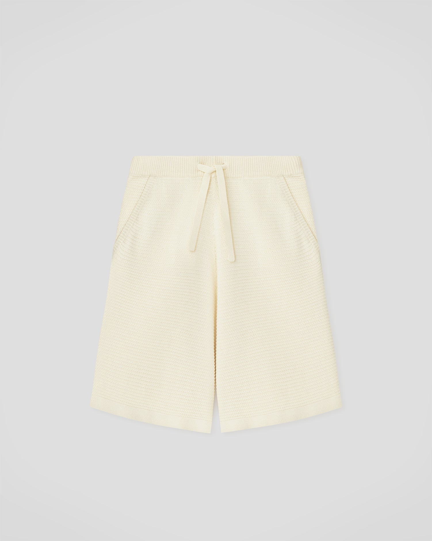 Short décontracté en tricot de dentelle au crochet couleur crème à cordon de serrage pour homme