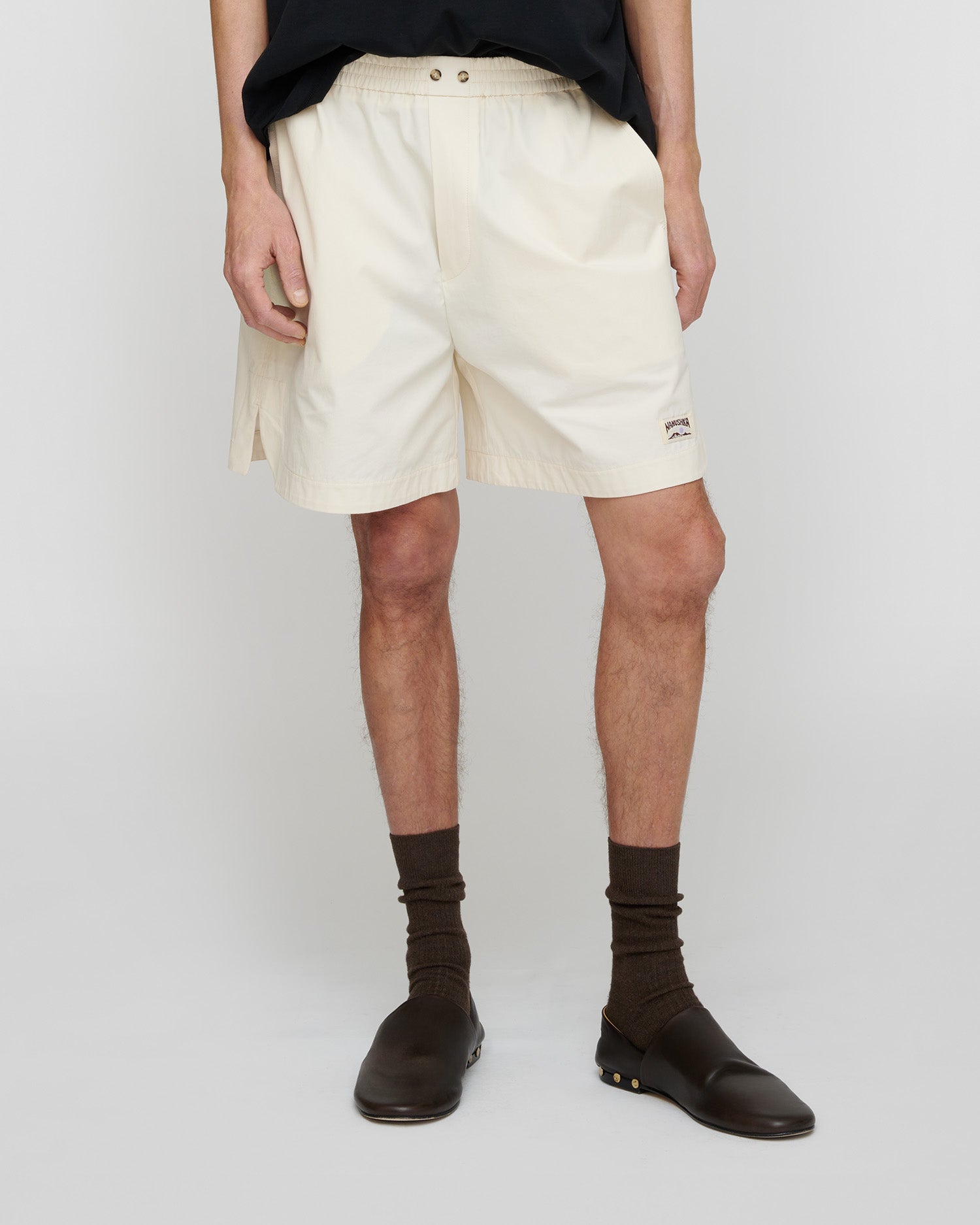 Short décontracté d'été en coton crème, coupe relax, pour homme