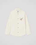 Chemise boutonnée à manches longues en coton crème avec poche poitrine