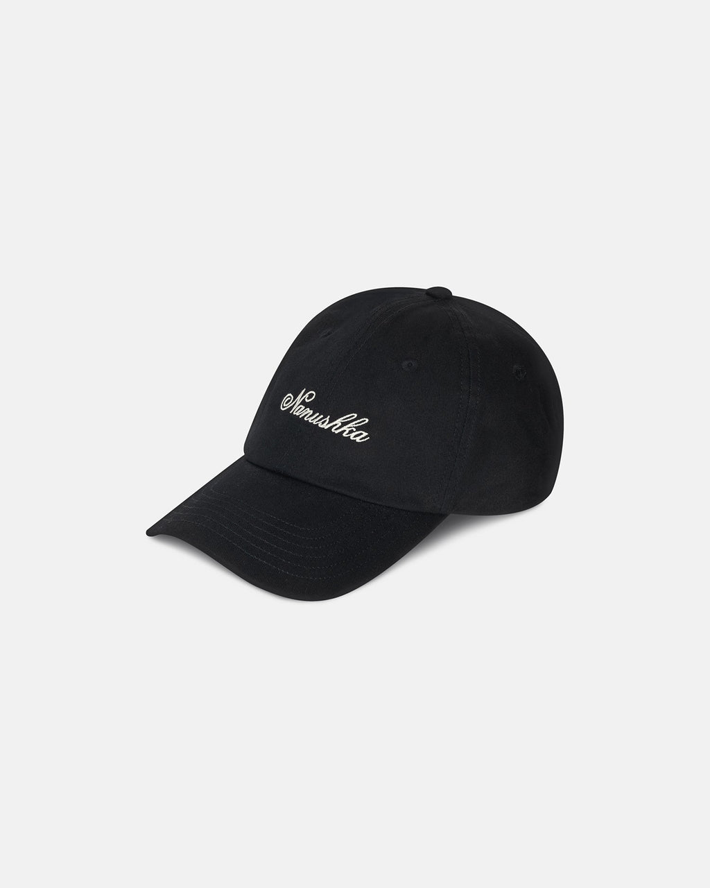 Casquette de baseball en sergé de coton noir avec détails brodés