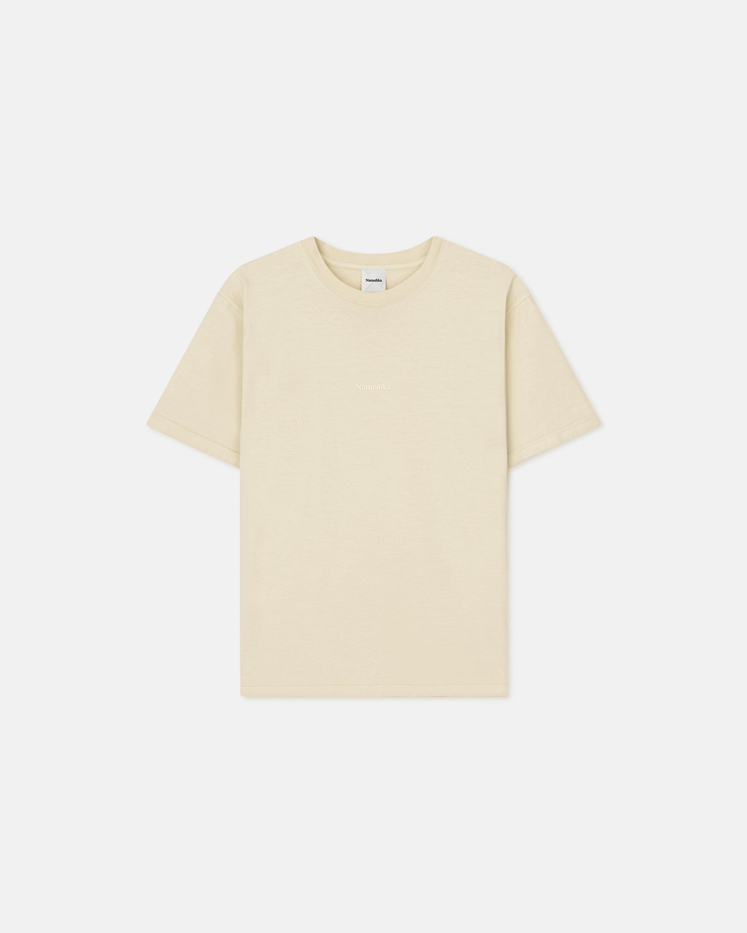 T-shirt unisexe en jersey de coton crème brodé, coupe décontractée