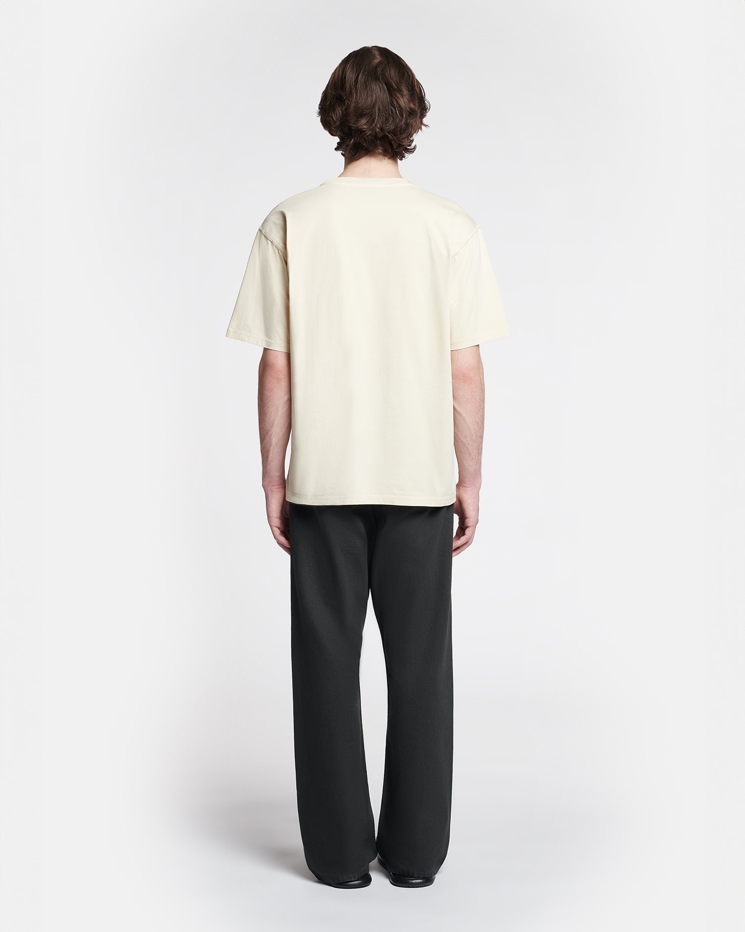 T-shirt unisexe en jersey de coton crème brodé, coupe décontractée