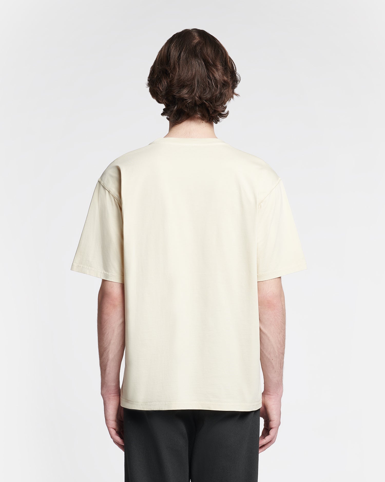 T-shirt unisexe en jersey de coton crème brodé, coupe décontractée