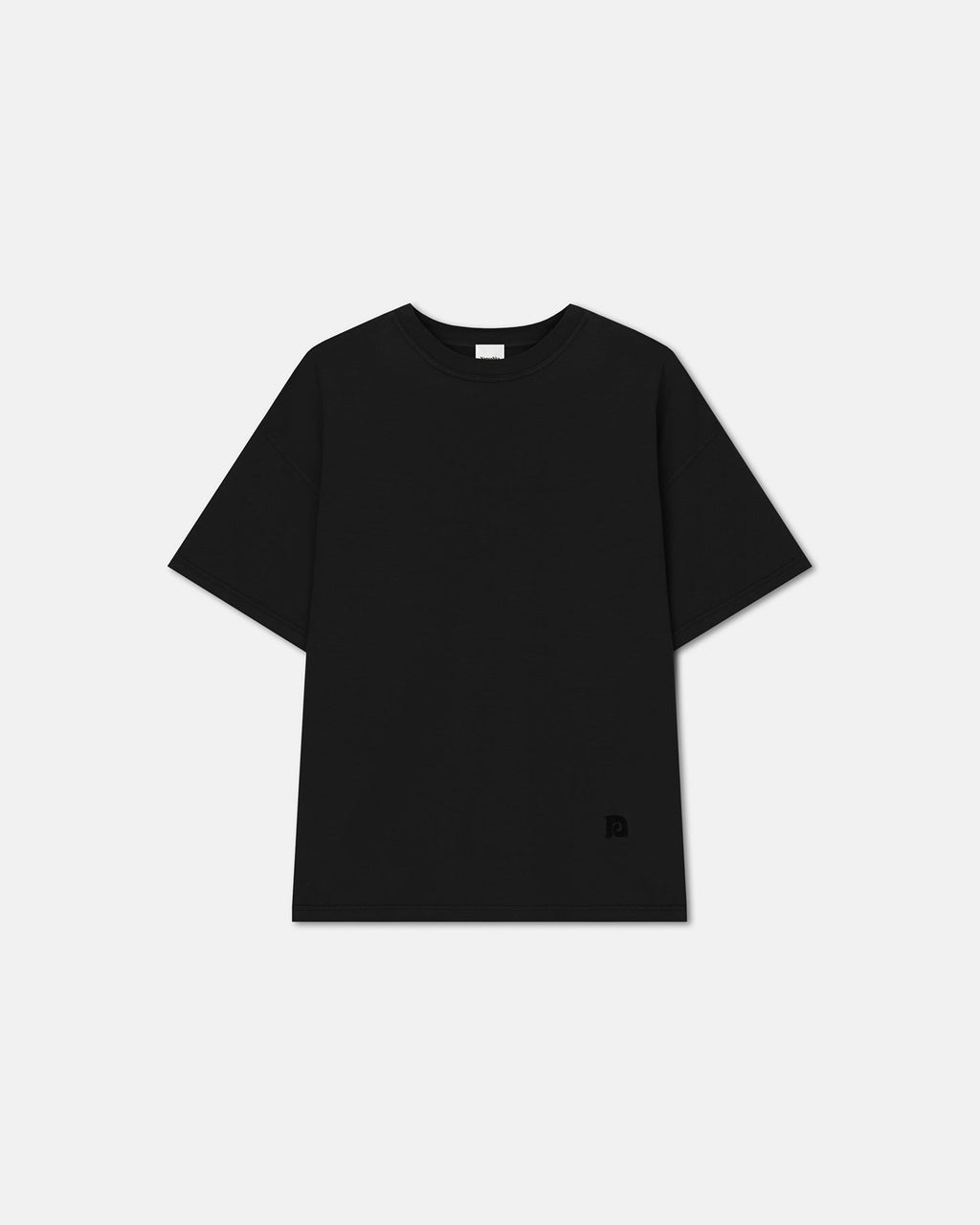 T-shirt col rond en jersey de coton épais noir oversize