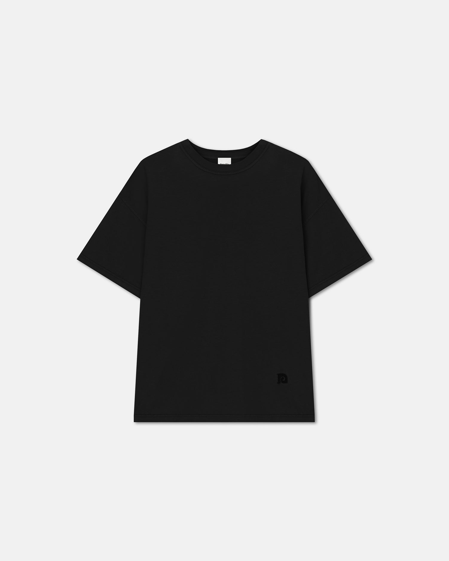 T-shirt col rond en jersey de coton épais noir oversize