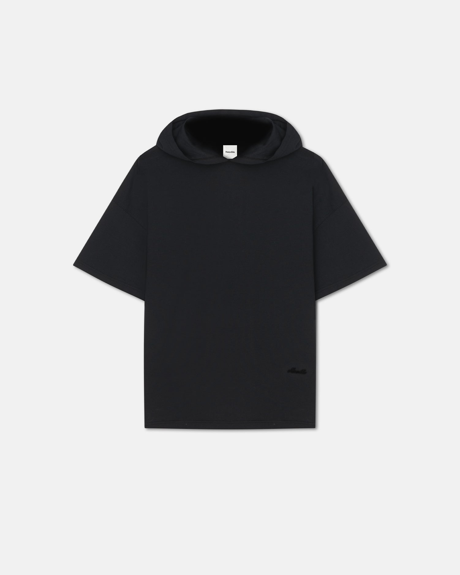 T-shirt ample à capuche et manches courtes en jersey de coton noir Coupe décontractée