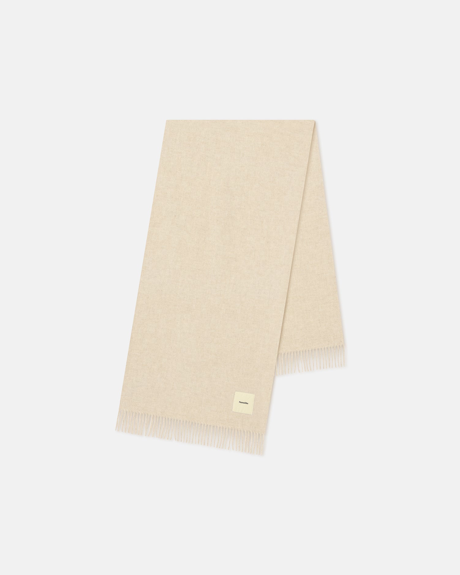 Grande écharpe couverture à franges beige clair en laine lourde, unisexe