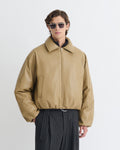 Blouson bomber court en similicuir rembourré kaki sourd avec manches ballon
