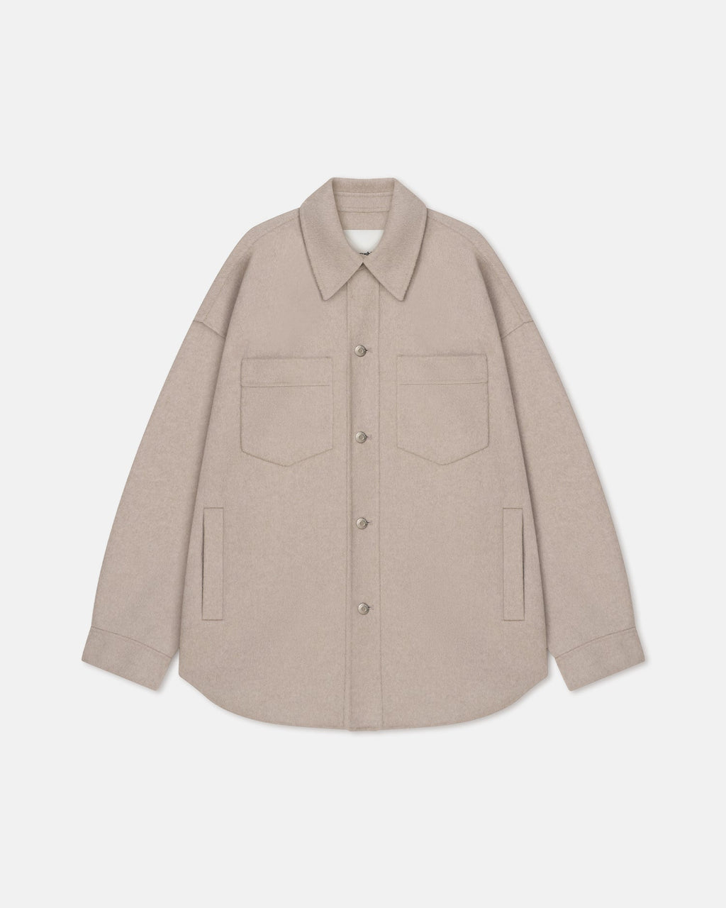 Surchemise double laine oversize veste boutonnée beige clair