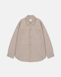 Surchemise double laine oversize veste boutonnée beige clair