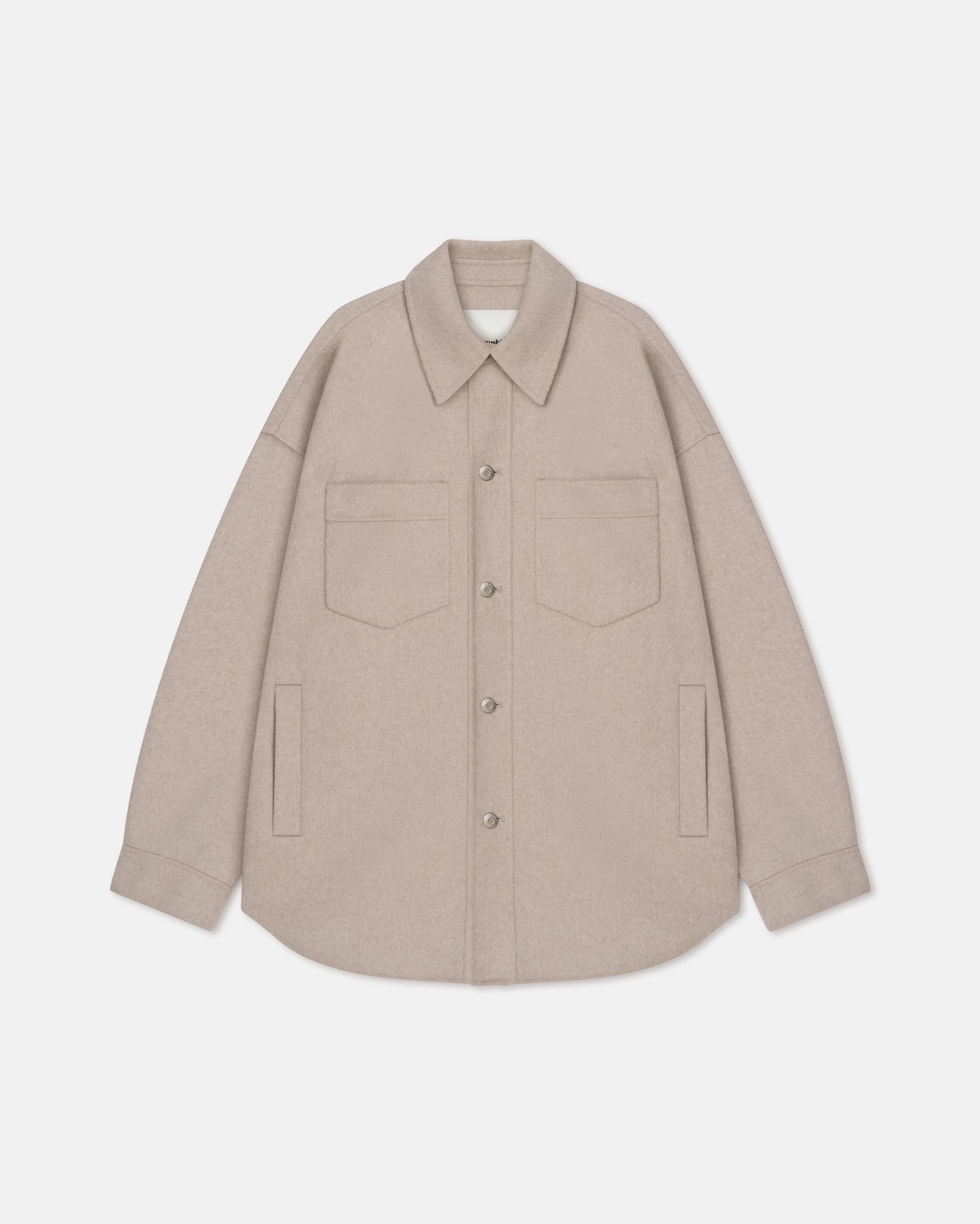 Surchemise double laine oversize veste boutonnée beige clair