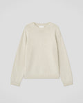 Pull col rond en laine et coton mélangés coupe classique crème