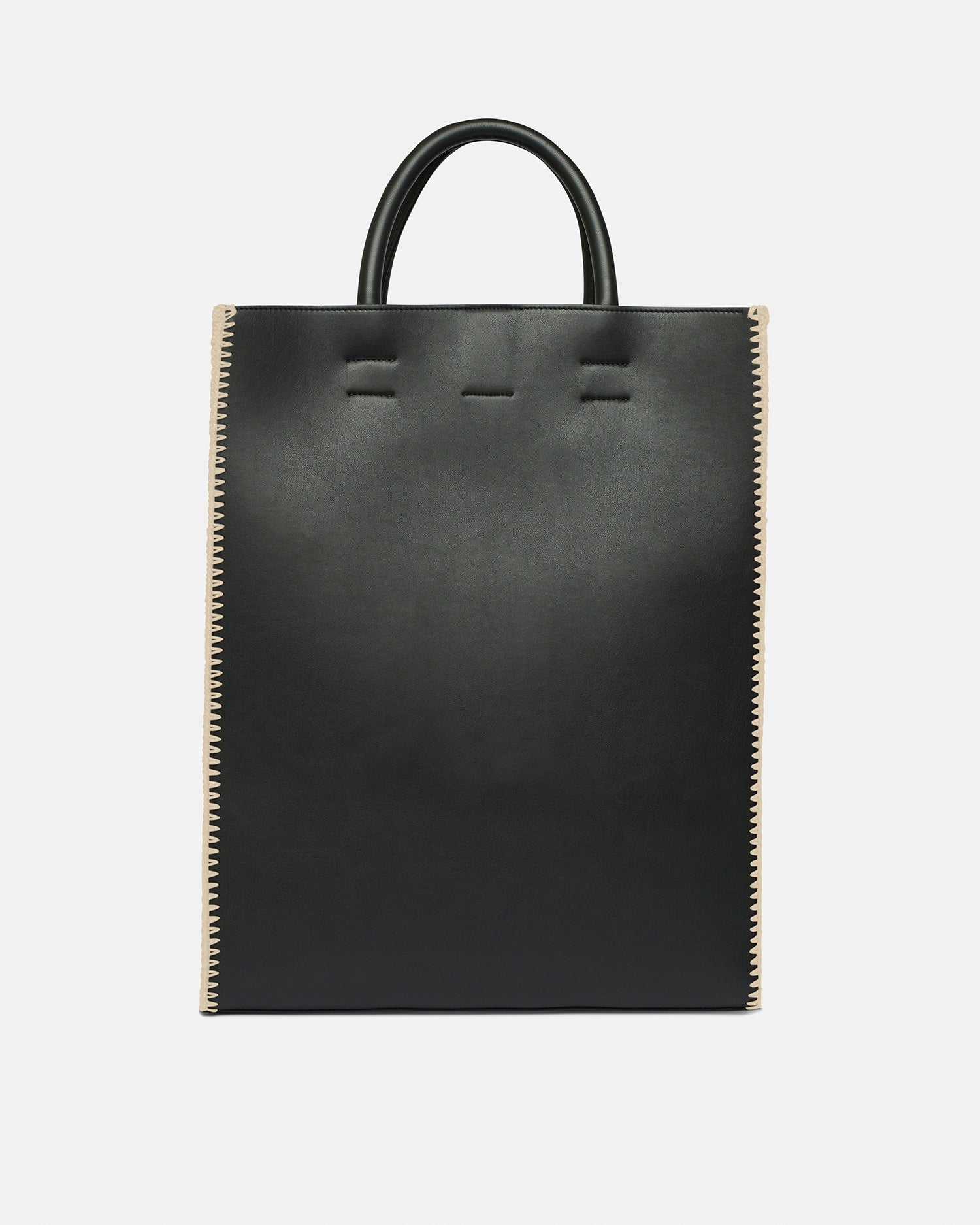 Sac fourre-tout en cuir et crochet fait main noir et crème avec bandoulière