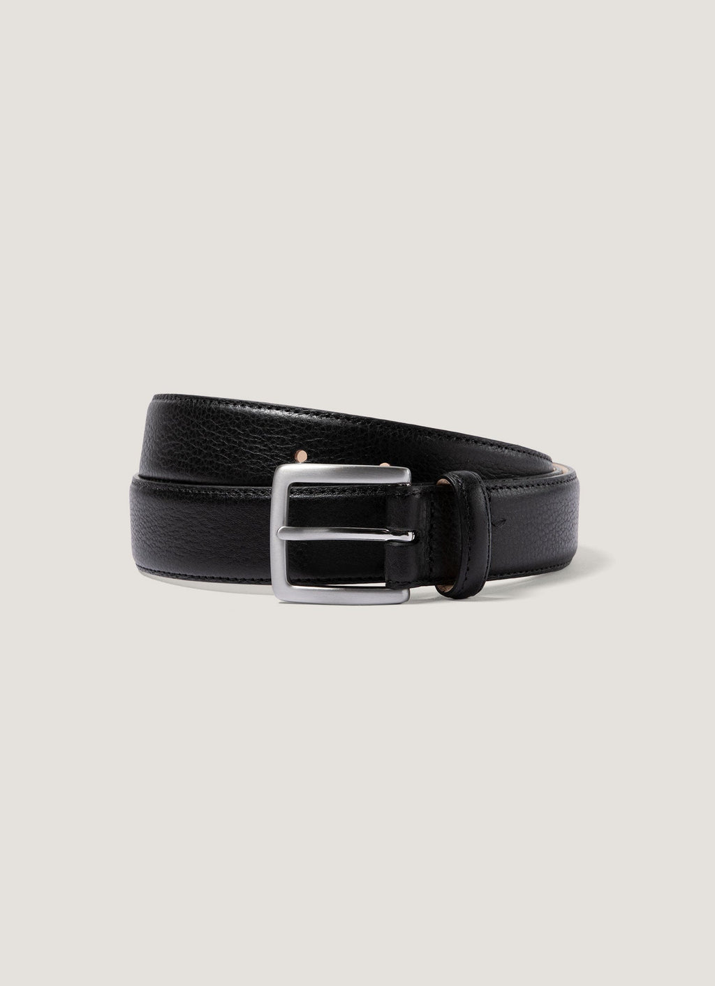 Ceinture classique noire en cuir lisse pour homme avec boucle argentée