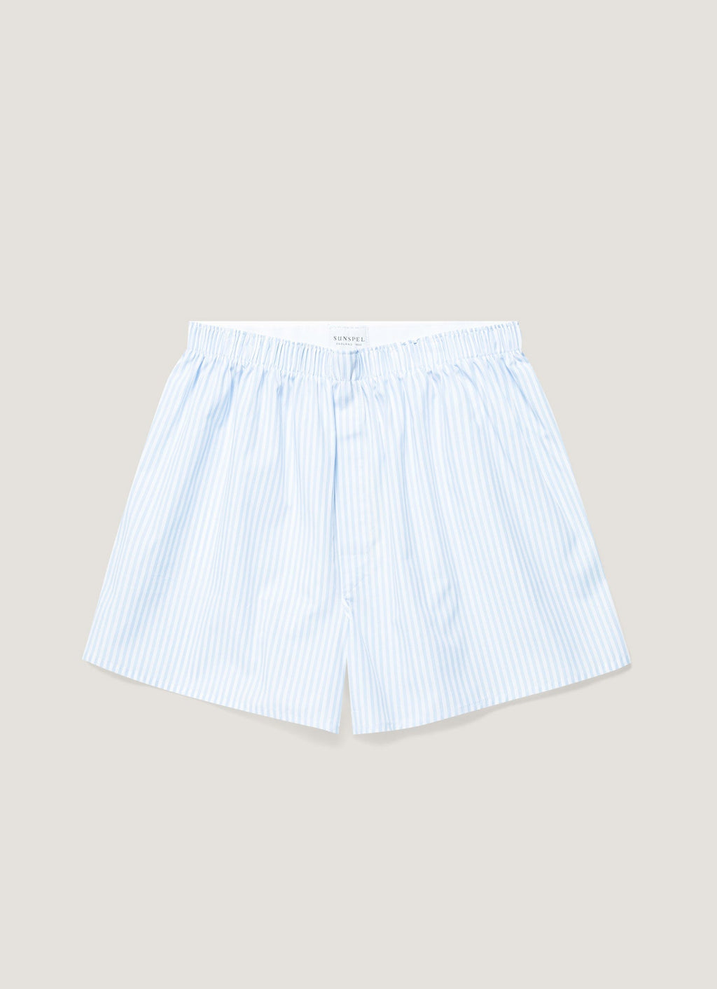 Caleçon en coton à rayures classiques blanc et bleu clair, coupe décontractée