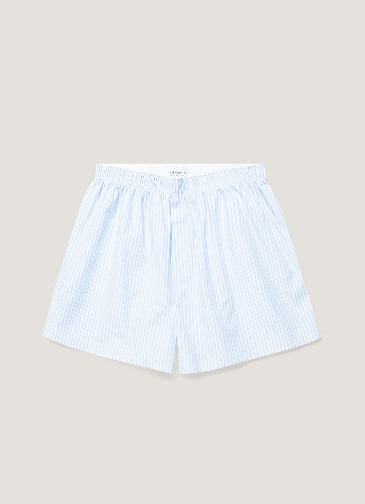 Caleçon en coton à rayures classiques blanc et bleu clair, coupe décontractée