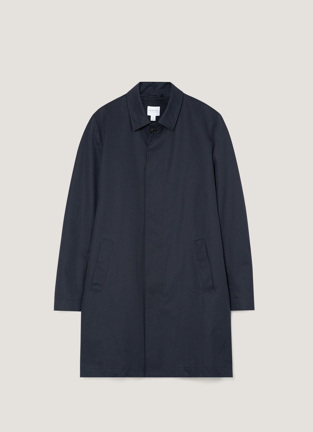 Imperméable en coton, bleu marine, doublé, manteau long