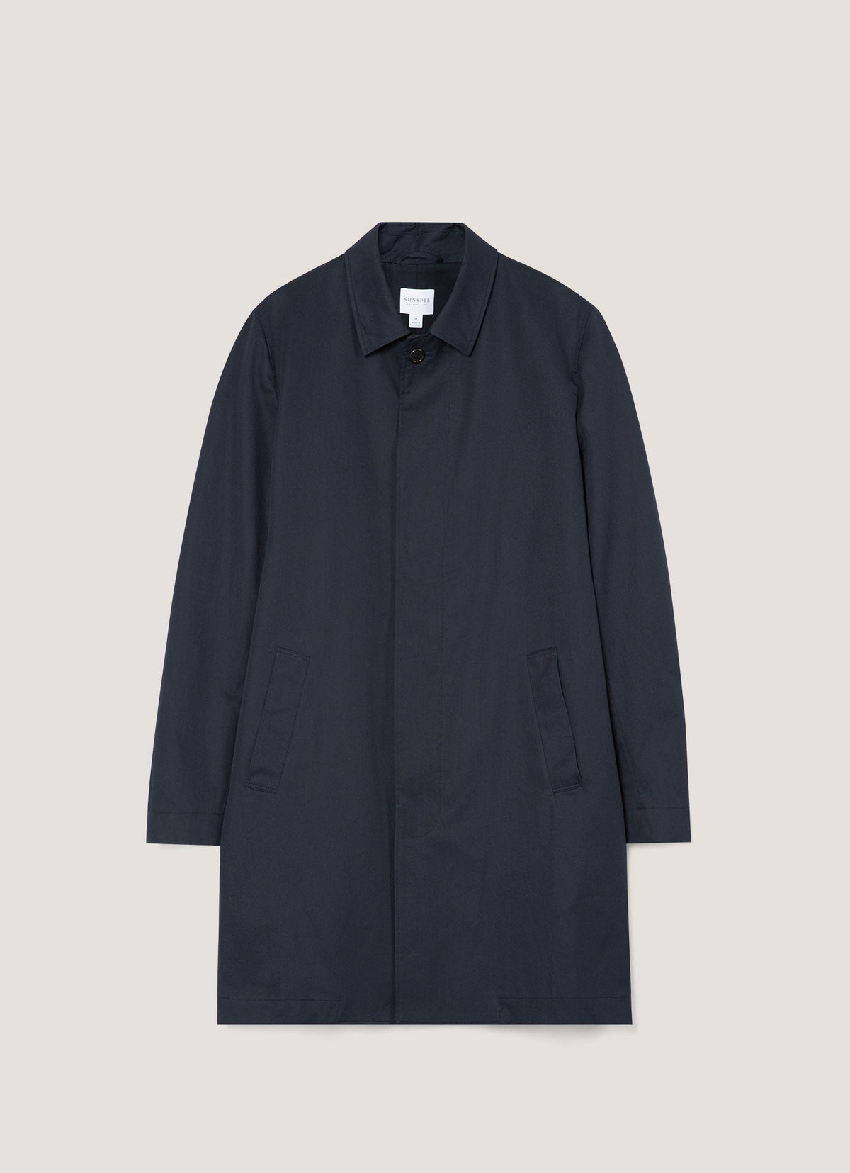 Imperméable en coton, bleu marine, doublé, manteau long