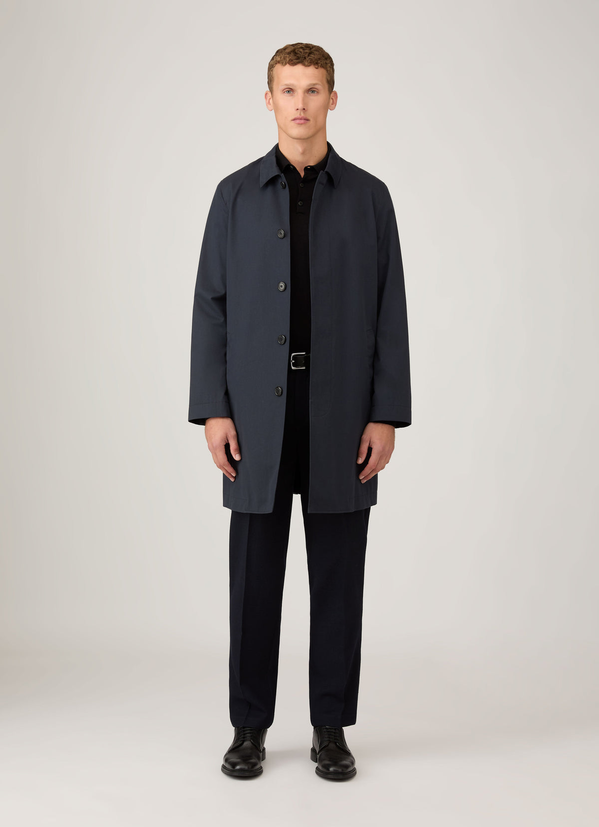 Imperméable en coton, bleu marine, doublé, manteau long