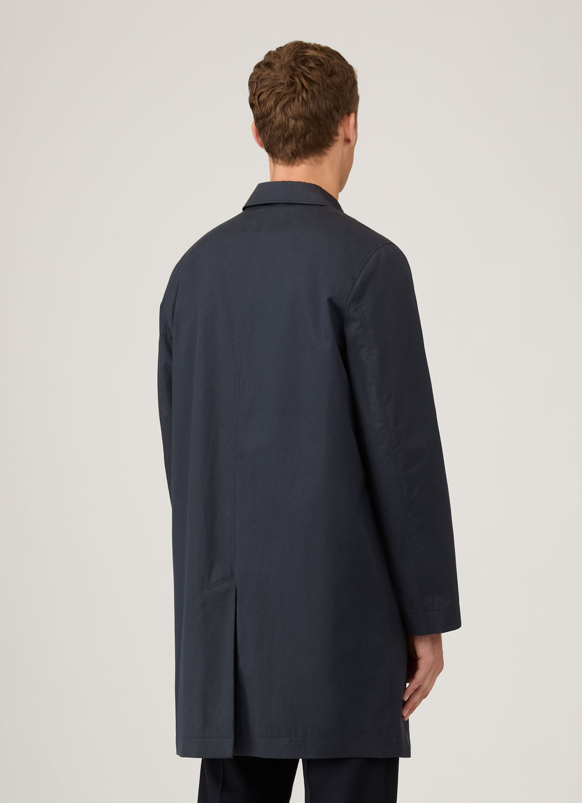 Imperméable en coton, bleu marine, doublé, manteau long