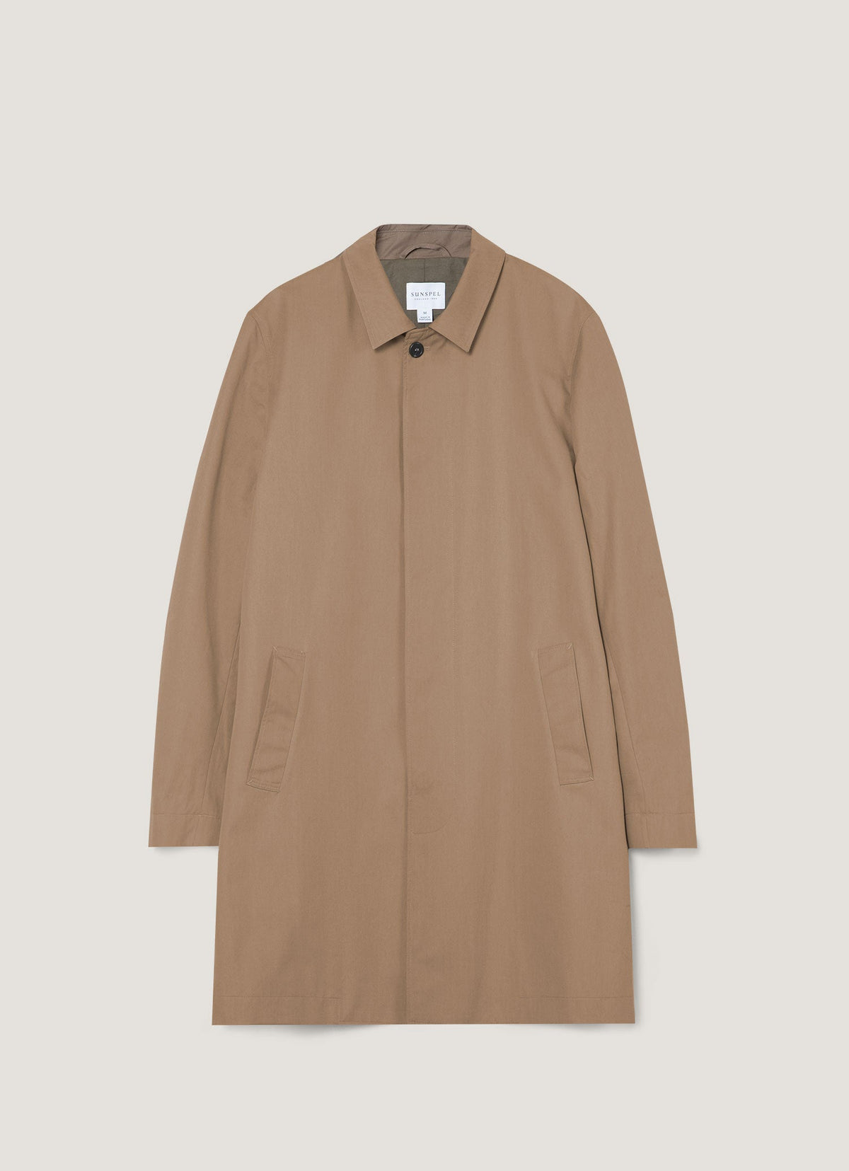 Mac mi-long doublé imperméable en coton pour homme - Beige Pierre